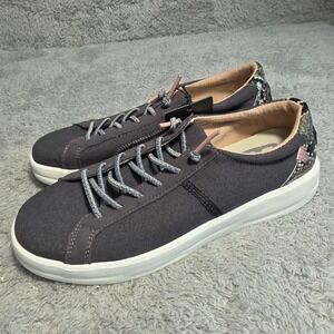 Hey Dude Karina Sneakers Jet Black Snakeskin Canvas Women Size 7 NWT